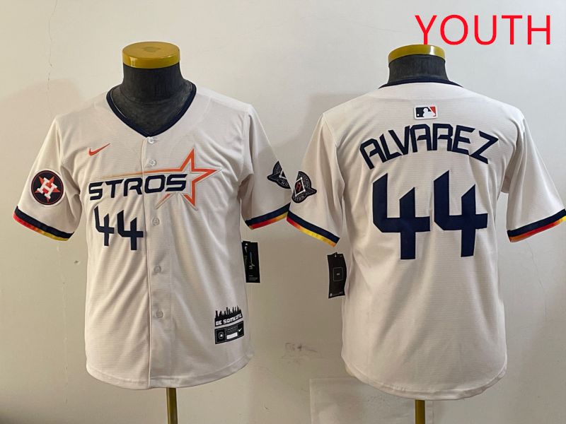 Youth Houston Astros #44 Alvarez Cream Three generations Joint Name 2025 Nike MLB Jersey style 4114